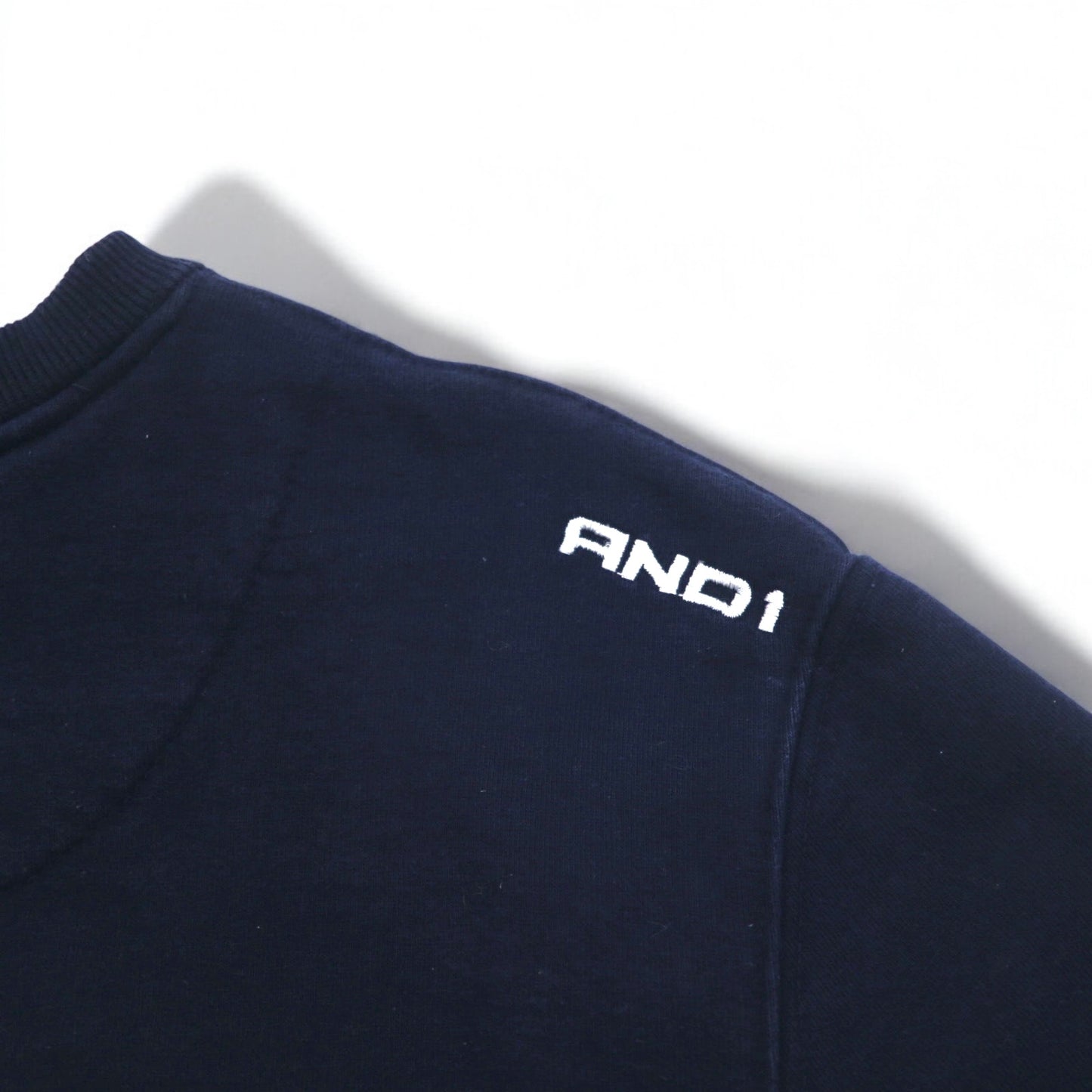 AND1 Reverse Weave Sweatshirt, XL, Navy, Cotton, Logo Embroidery