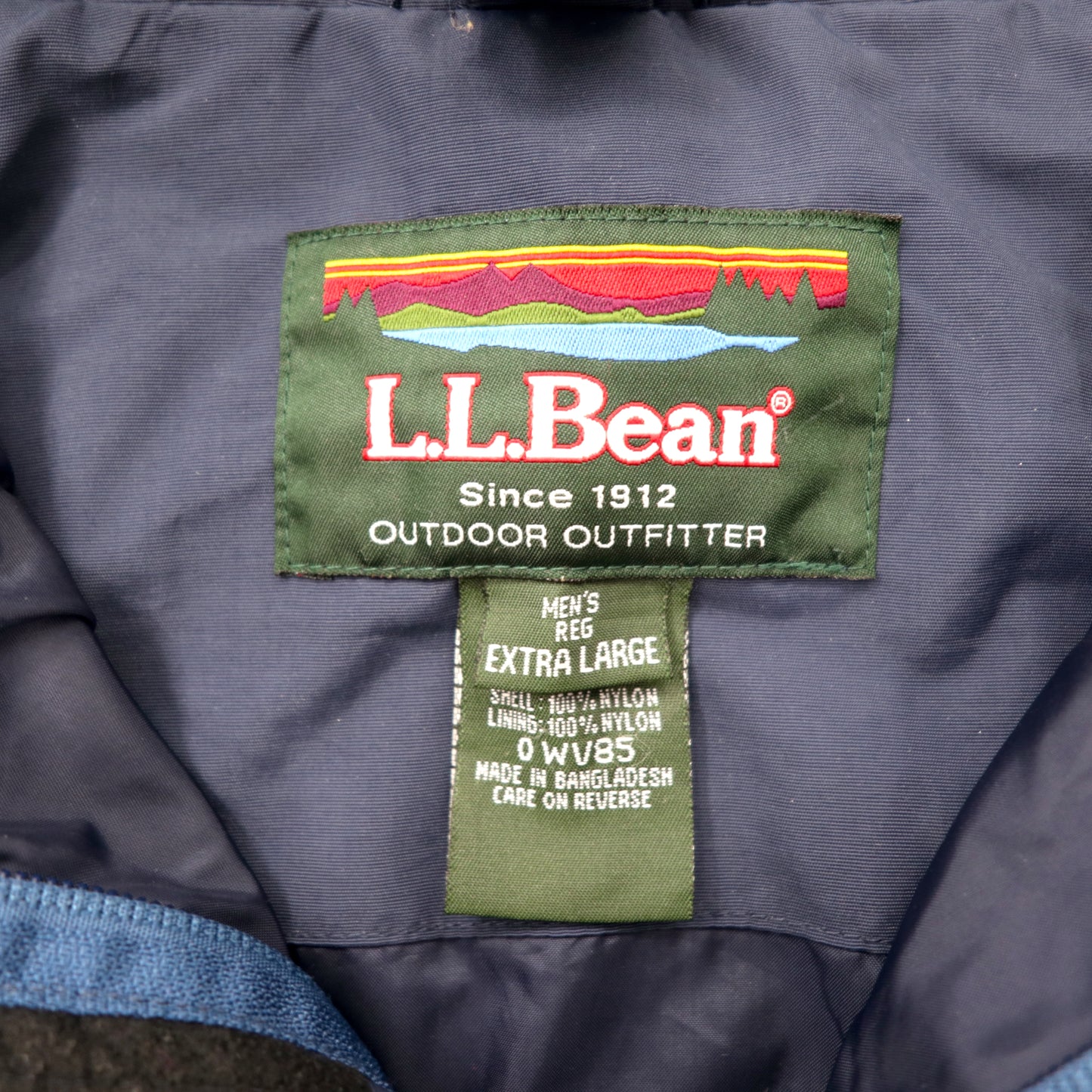 L.L.Bean マウンテンパーカー XL ブルー ナイロン フード収納式 ジップインジップ搭載 ドローコード
