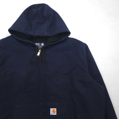 Carhartt USA-Made Loose Fit Duck Active Jacket, Full-Zip Hoodie, 2XL, Navy, UFCW J131