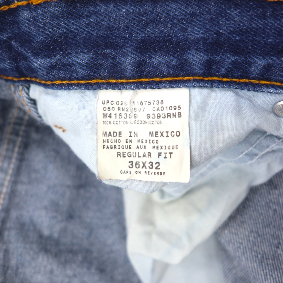 DICKIES Work Jeans Denim Pants Size 36 Blue Cotton 9393RNB Made in Mexico