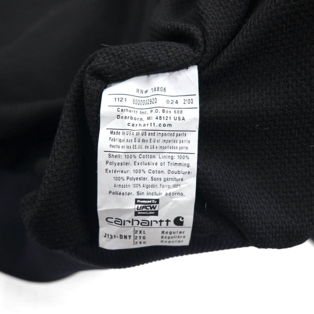 Carhartt USA-Made Loose Fit Duck Active Jacket, Full-Zip Hoodie, 2XL, Navy, UFCW J131