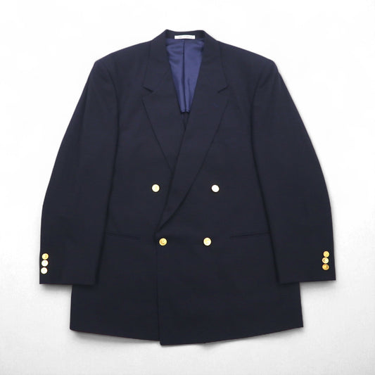 90s Japan Vintage Double-breasted Blazer Roberta di Camerino 日本製 ダブル テーラードジャケット ブレザー 紺ブレ XL ネイビー ウール ギャバジン 金ボタン