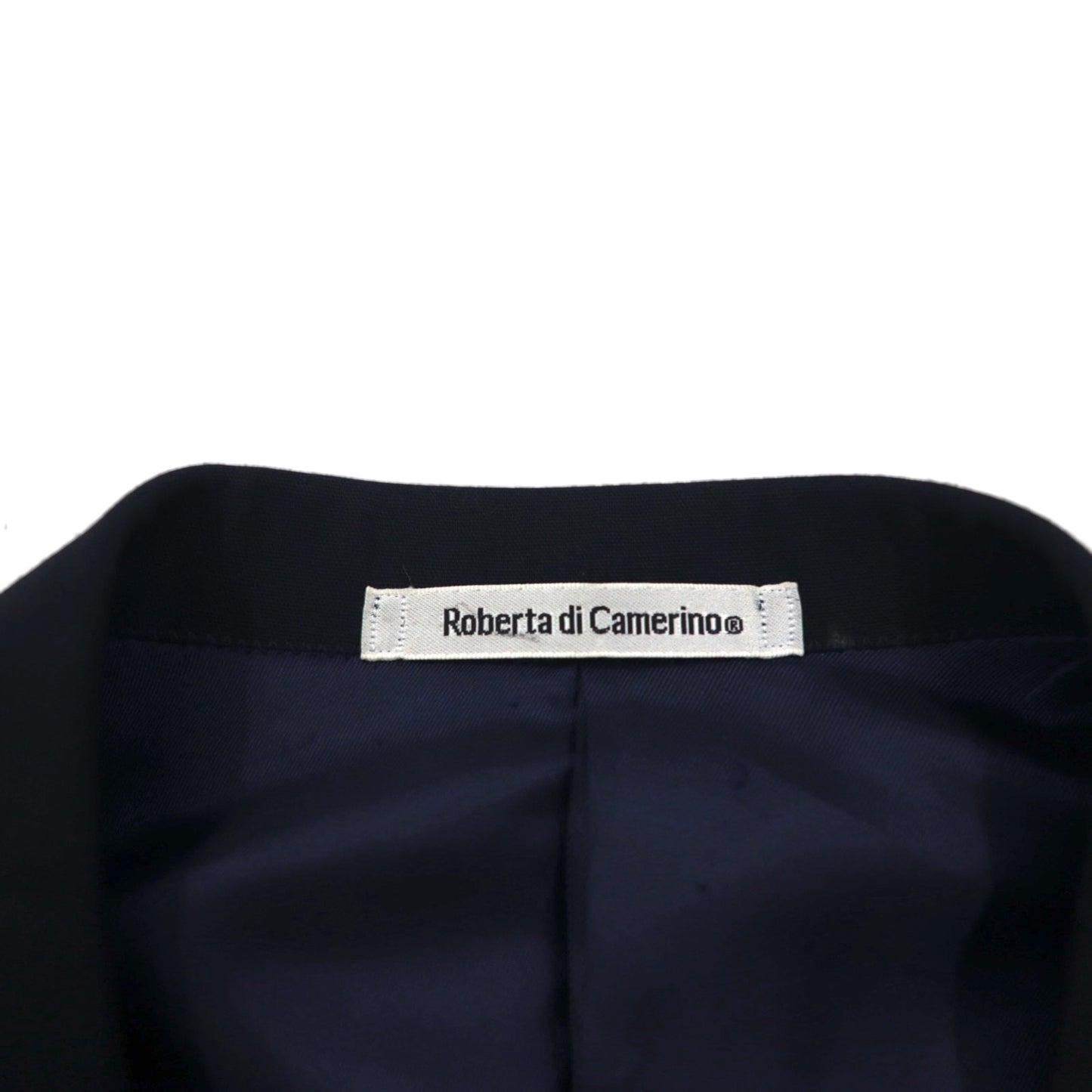 90s Japan Vintage Double-Breasted Blazer by Roberta di Camerino, Made in Japan, Navy Blue, Wool Gabardine, Gold Buttons, Size XL