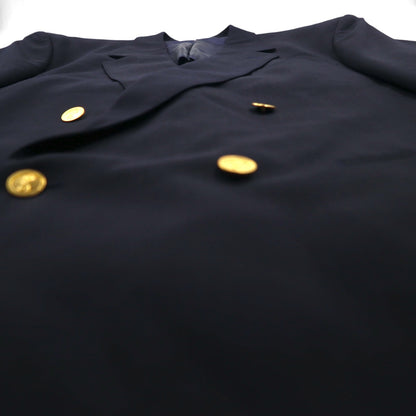 90s Japan Vintage Double-Breasted Blazer by Roberta di Camerino, Made in Japan, Navy Blue, Wool Gabardine, Gold Buttons, Size XL