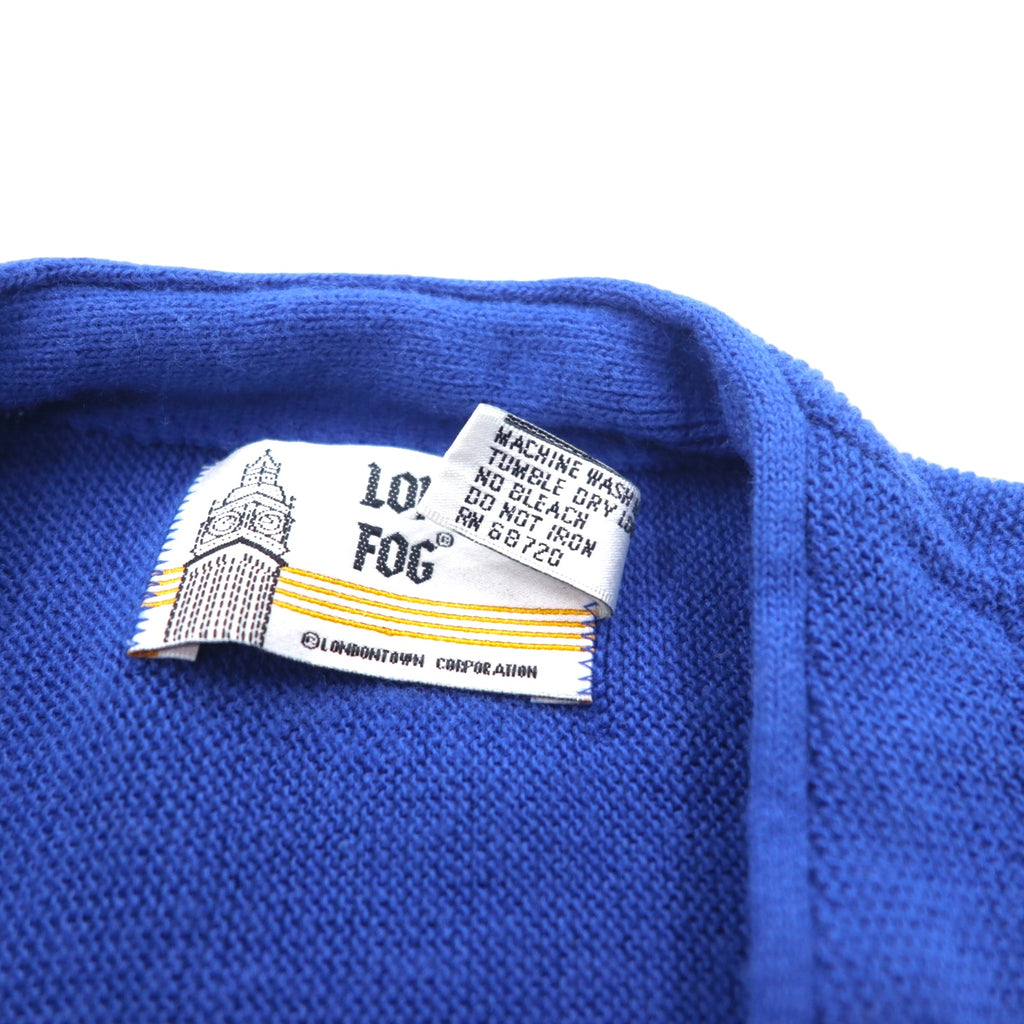 LONDON FOG 90年代 USA製 アクリル ニットカーディガン XL ブルー アクリル