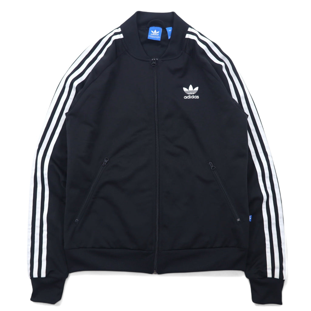 日本然リトテ-古着オンライン-adidas スーパースター トラックジャケット ジャージ L ブラック 3ストライプ トレフォイルロゴ 刺繍 SUPERSTAR TRACK TOP AB2076-adidas Superstar Track Jacket Jersey L Black 3 Striped Trefoil Logo Embroidery SUPERSTAR TRACK TOP AB2076