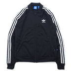 日本然リトテ-古着オンライン-adidas スーパースター トラックジャケット ジャージ L ブラック 3ストライプ トレフォイルロゴ 刺繍 SUPERSTAR TRACK TOP AB2076-adidas Superstar Track Jacket Jersey L Black 3 Striped Trefoil Logo Embroidery SUPERSTAR TRACK TOP AB2076
