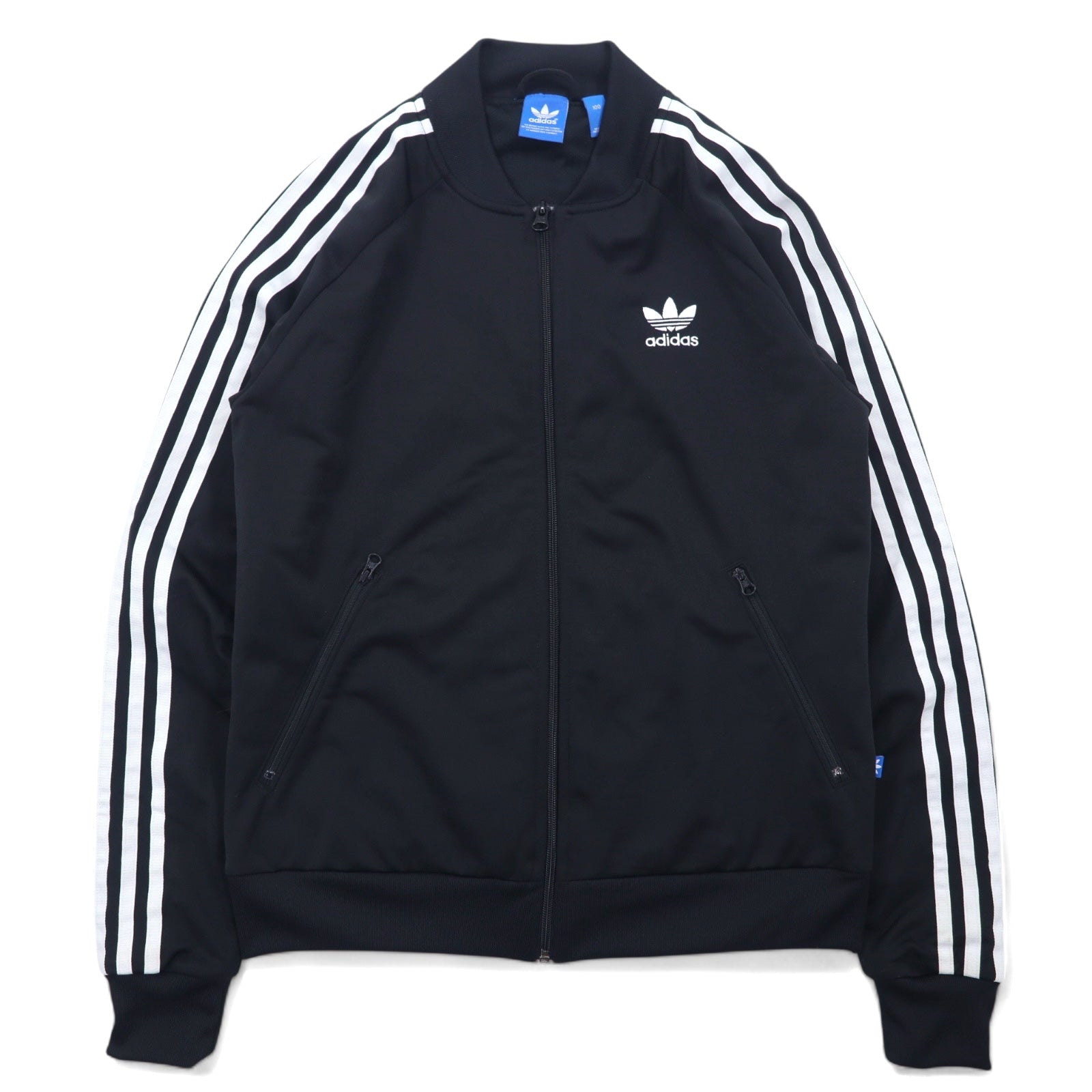日本然リトテ-古着オンライン-adidas スーパースター トラックジャケット ジャージ L ブラック 3ストライプ トレフォイルロゴ 刺繍 SUPERSTAR TRACK TOP AB2076-adidas Superstar Track Jacket Jersey L Black 3 Striped Trefoil Logo Embroidery SUPERSTAR TRACK TOP AB2076