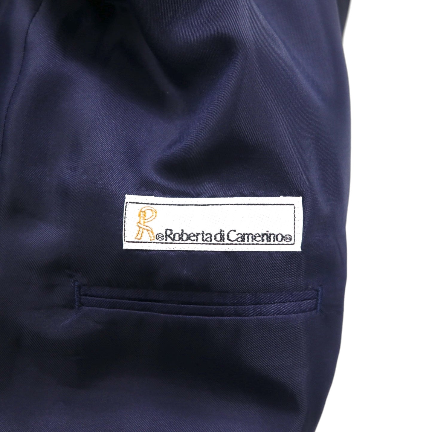 90s Japan Vintage Double-Breasted Blazer by Roberta di Camerino, Made in Japan, Navy Blue, Wool Gabardine, Gold Buttons, Size XL