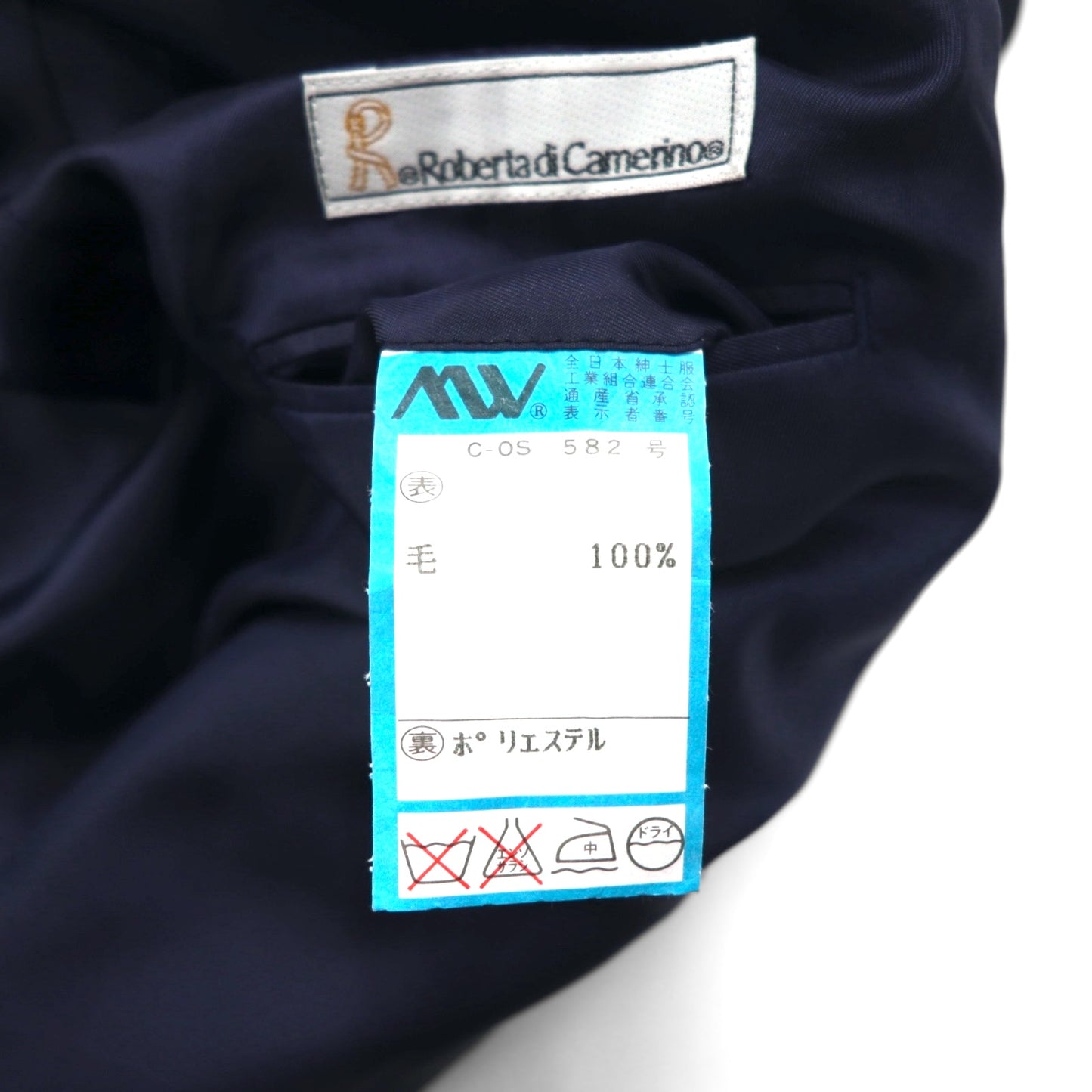 90s Japan Vintage Double-Breasted Blazer by Roberta di Camerino, Made in Japan, Navy Blue, Wool Gabardine, Gold Buttons, Size XL