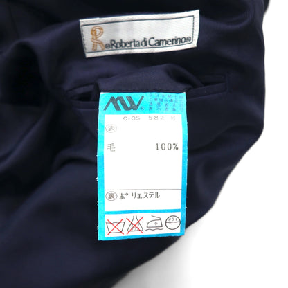 90s Japan Vintage Double-Breasted Blazer by Roberta di Camerino, Made in Japan, Navy Blue, Wool Gabardine, Gold Buttons, Size XL