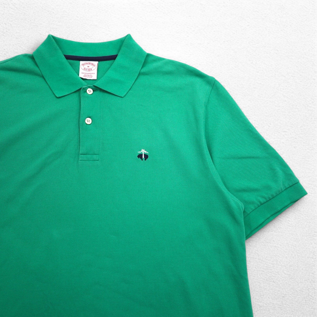 Brooks Brothers Original Fit Polo Shirt M Green Cotton Pique Single Logo Embroidery