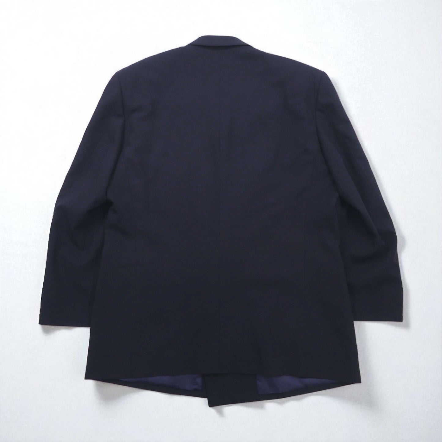 90s Japan Vintage Double-Breasted Blazer by Roberta di Camerino, Made in Japan, Navy Blue, Wool Gabardine, Gold Buttons, Size XL