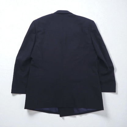 90s Japan Vintage Double-Breasted Blazer by Roberta di Camerino, Made in Japan, Navy Blue, Wool Gabardine, Gold Buttons, Size XL