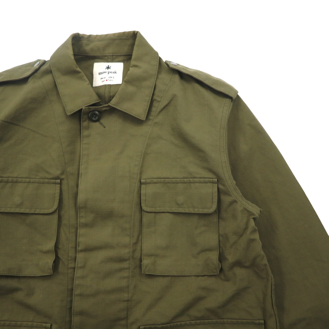 snow peak Ripstop Military Jacket DWR Rip Stop Jacket M Khaki Cotton Water Repellent JK-19AU118