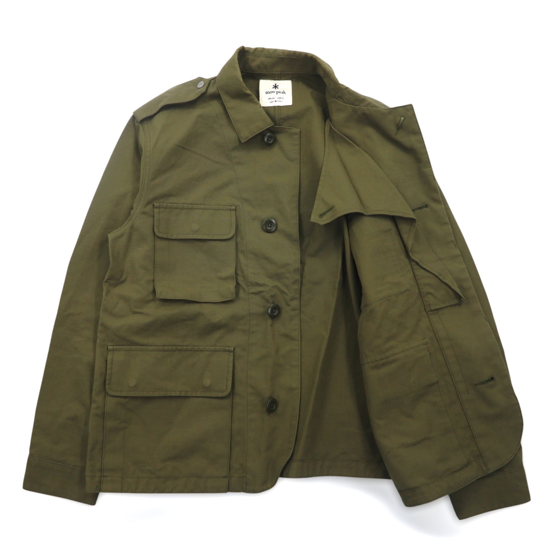 snow peak Ripstop Military Jacket DWR Rip Stop Jacket M Khaki Cotton Water Repellent JK-19AU118