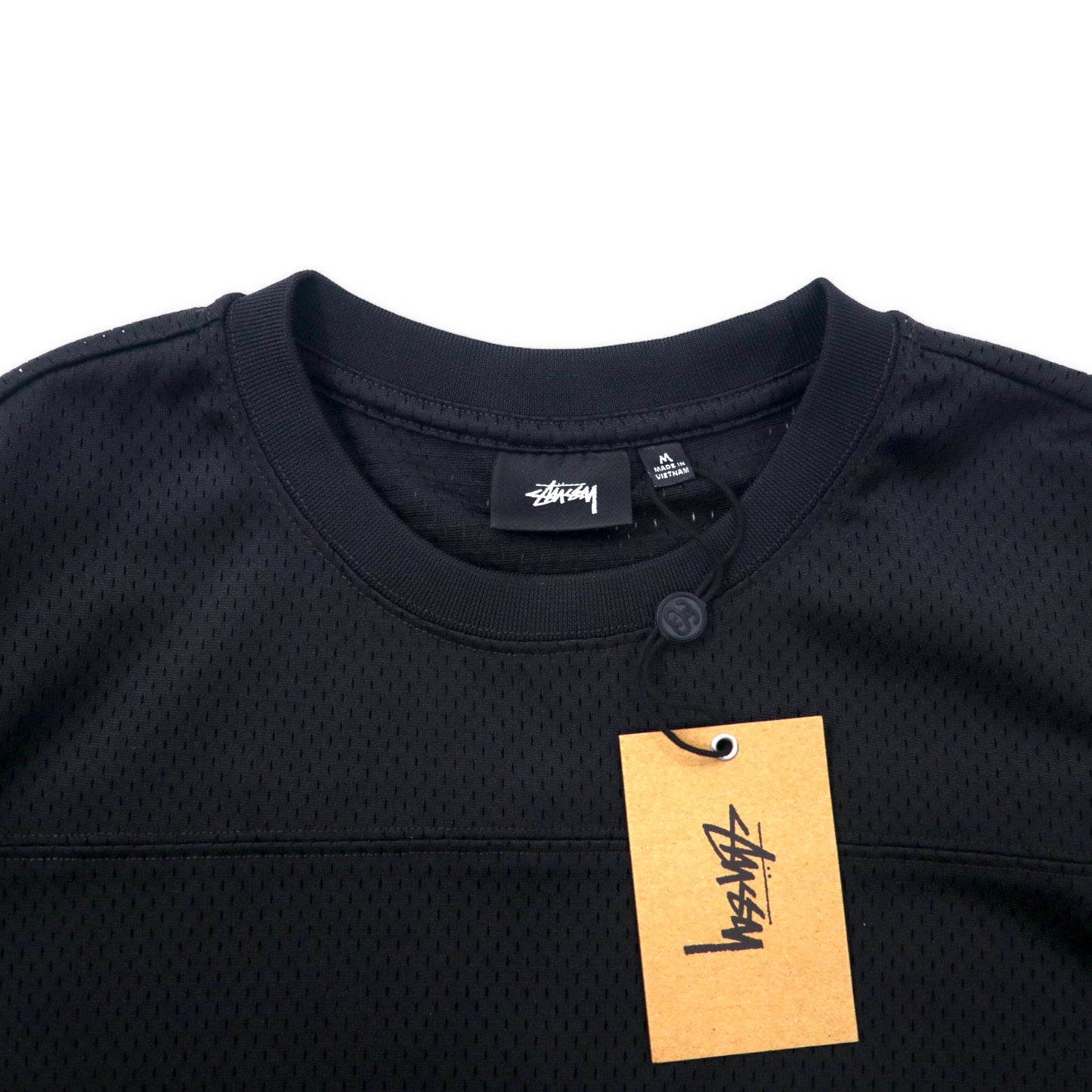 STUSSY メッシュ ゲームシャツ M ブラック ポリエステル クラウンロゴ バックプリント MESH FOOTBALL JERSEY 1140307 未使用品