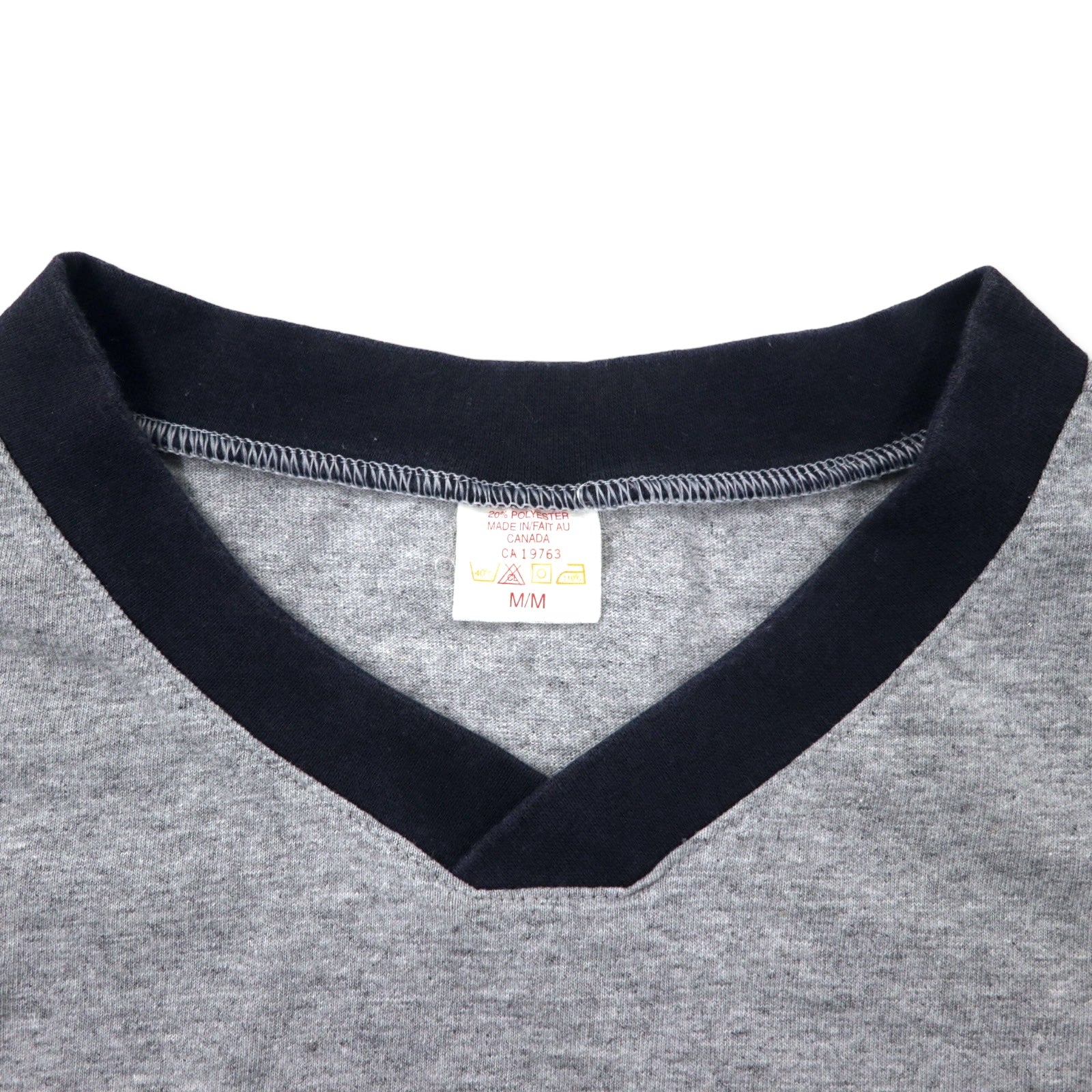 Hard Rock CAFE カナダ製 90年代 リンガーTシャツ M グレー コットン ワンポイントロゴ刺繍 NIAGARA FALLS ビッグサイズ