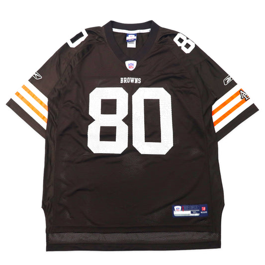 日本然リトテ-古着オンライン-Reebok NFL ビッグサイズ ゲームシャツ XL ブラウン ナイロン メッシュ BROWNS ナンバリング-Reebok NFL Big Size Game Shirt XL Brown Nylon Mesh BROWNS numbering