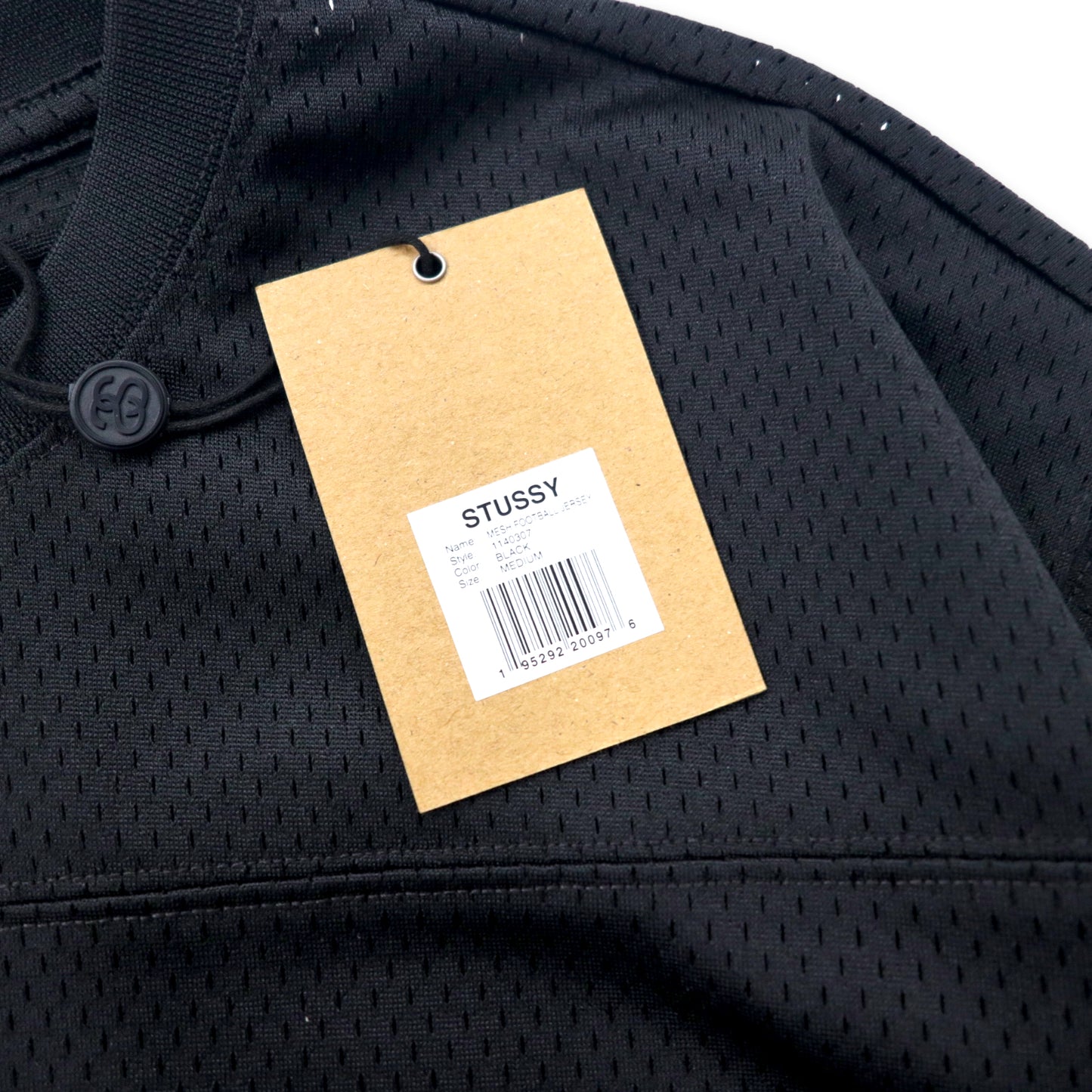 STUSSY メッシュ ゲームシャツ M ブラック ポリエステル クラウンロゴ バックプリント MESH FOOTBALL JERSEY 1140307 未使用品