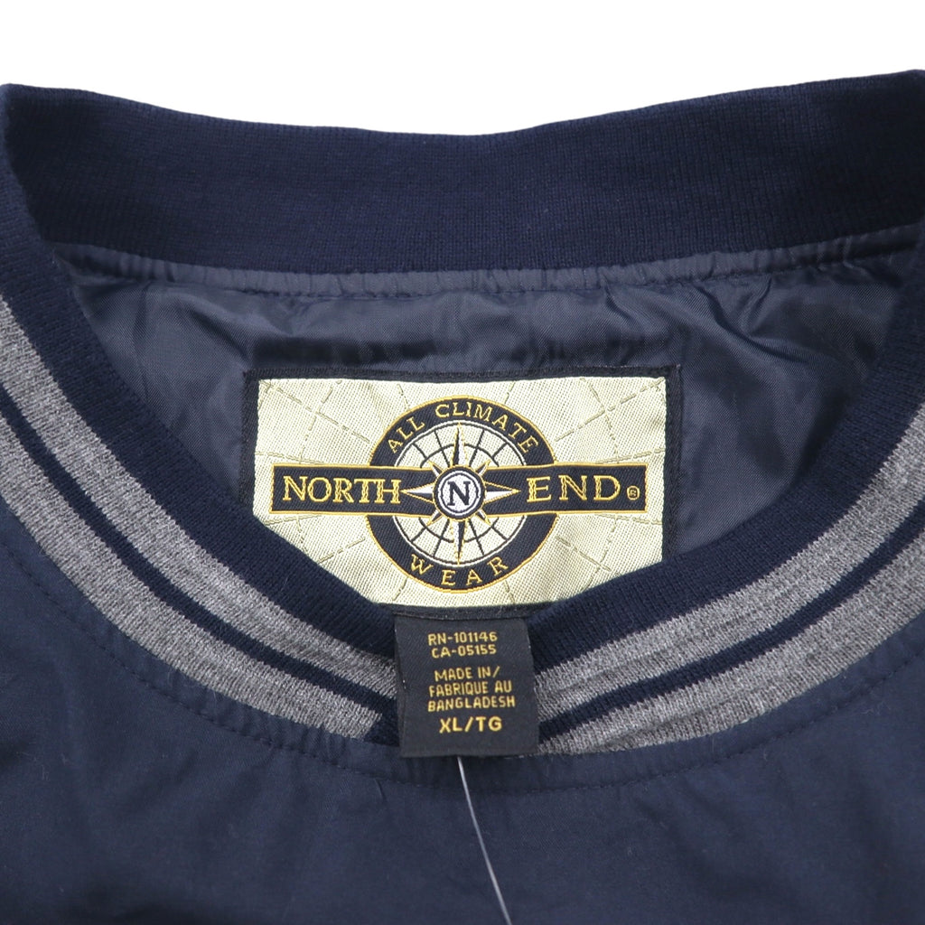 NORTH END ピステ リブライン プルオーバー ナイロンジャケット ジャージ XL ネイビー 防水 Teflon US企業 ワンポイント刺繡 未使用品