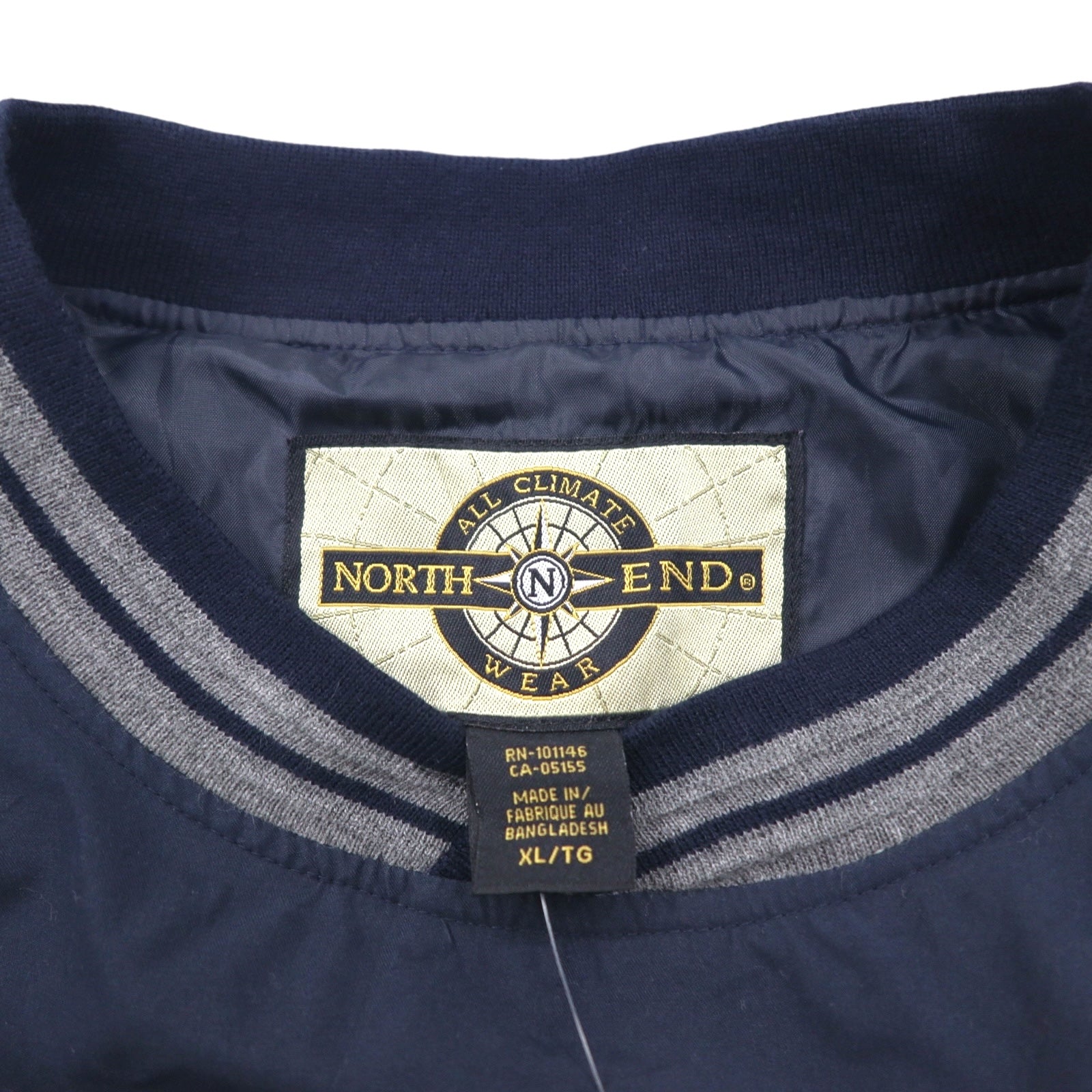 NORTH END ピステ リブライン プルオーバー ナイロンジャケット ジャージ XL ネイビー 防水 Teflon US企業 ワンポイント刺繡 未使用品