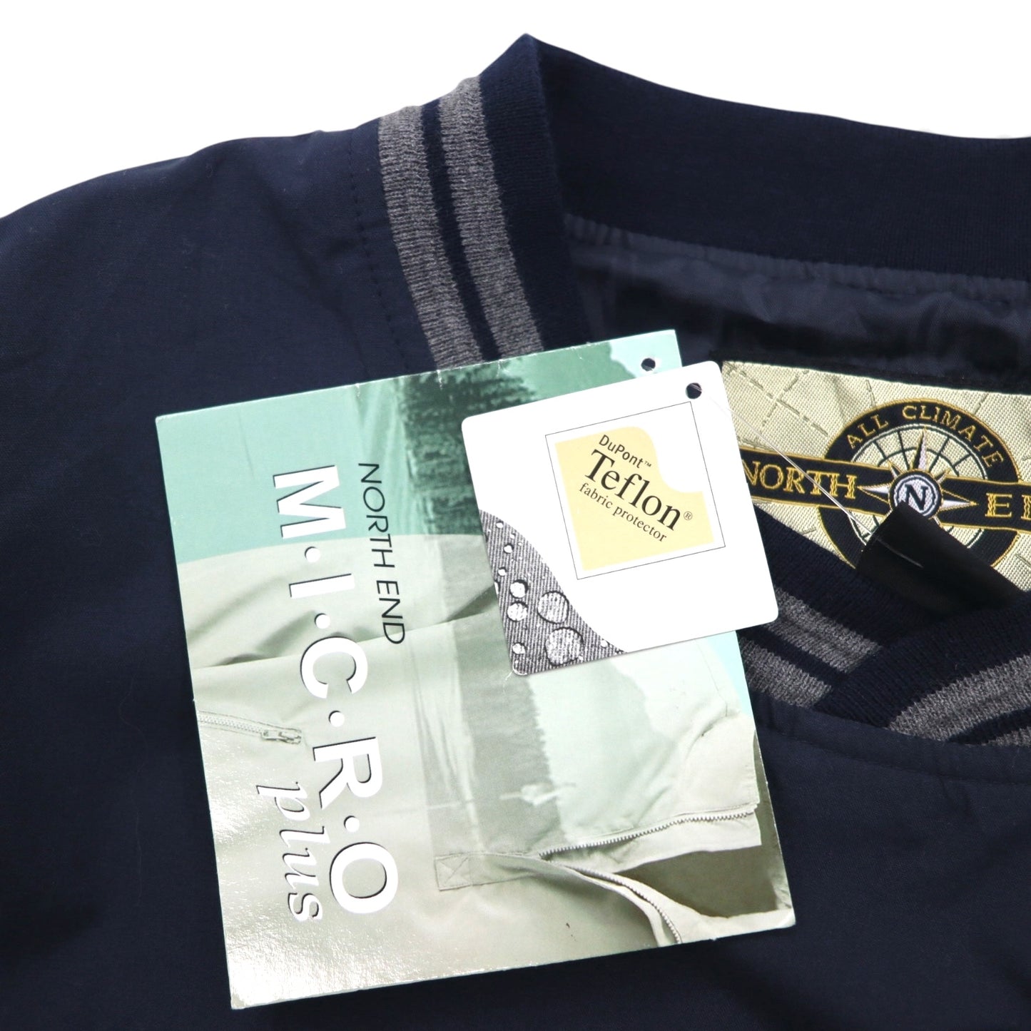 NORTH END ピステ リブライン プルオーバー ナイロンジャケット ジャージ XL ネイビー 防水 Teflon US企業 ワンポイント刺繡 未使用品