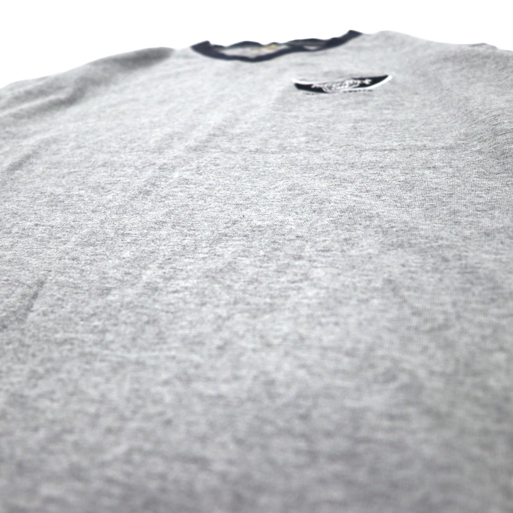 Hard Rock CAFE カナダ製 90年代 リンガーTシャツ M グレー コットン ワンポイントロゴ刺繍 NIAGARA FALLS ビッグサイズ