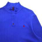 POLO RALPH LAUREN Half-Zip Sweatshirt L Blue Cotton Small Pony Embroidery