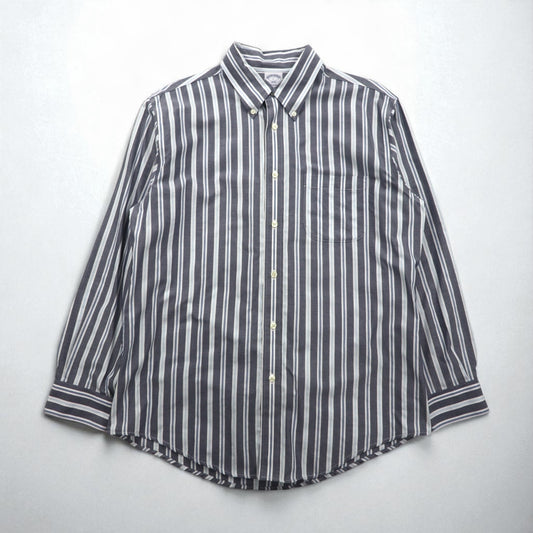 Brooks Brothers REGENT ボタンダウンシャツ L グレー ストライプ ノンアイロン コットン