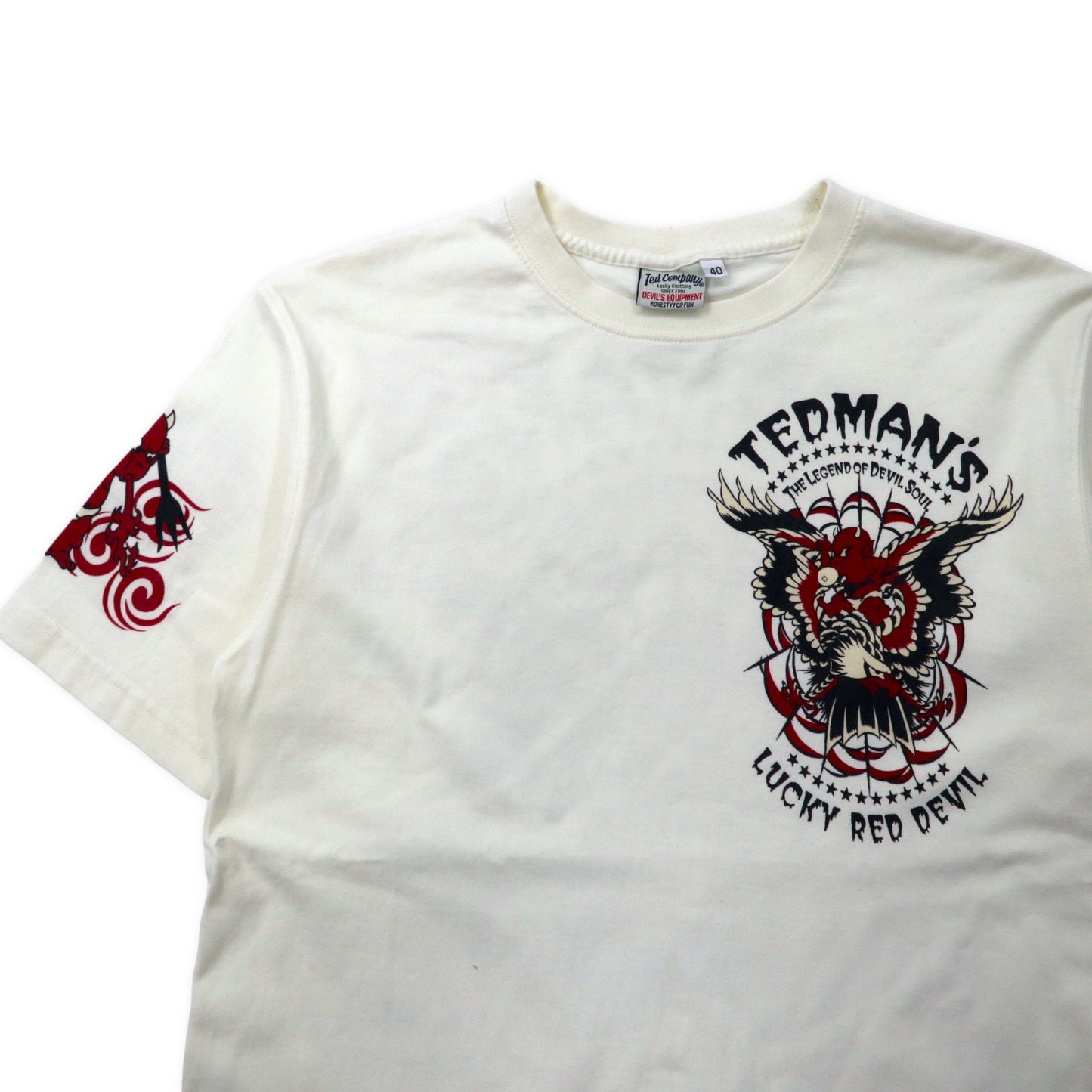 Ted Company 90年代 TED MAN プリントTシャツ 40 ホワイト コットン LUCKY RED DEVIL