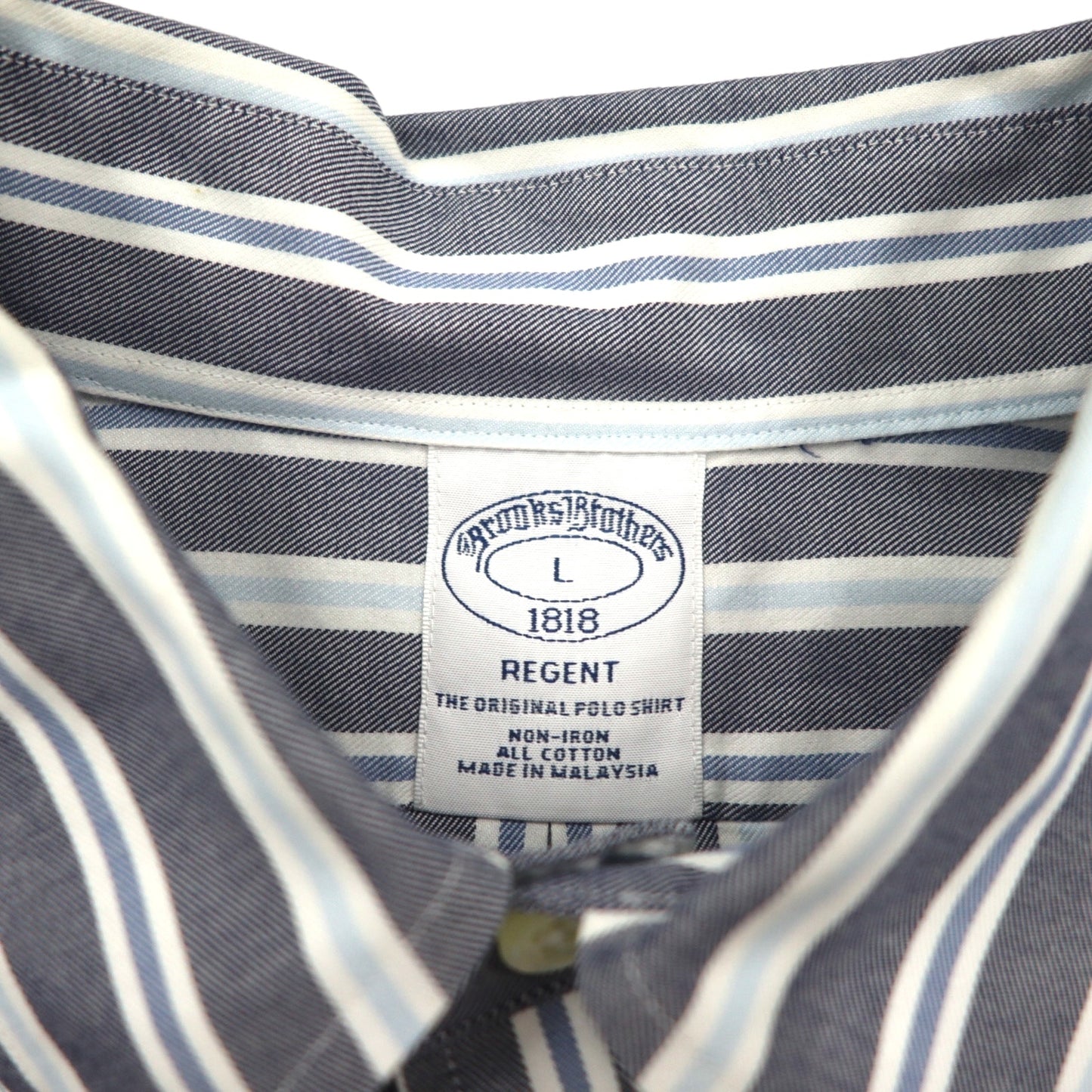 Brooks Brothers REGENT ボタンダウンシャツ L グレー ストライプ ノンアイロン コットン
