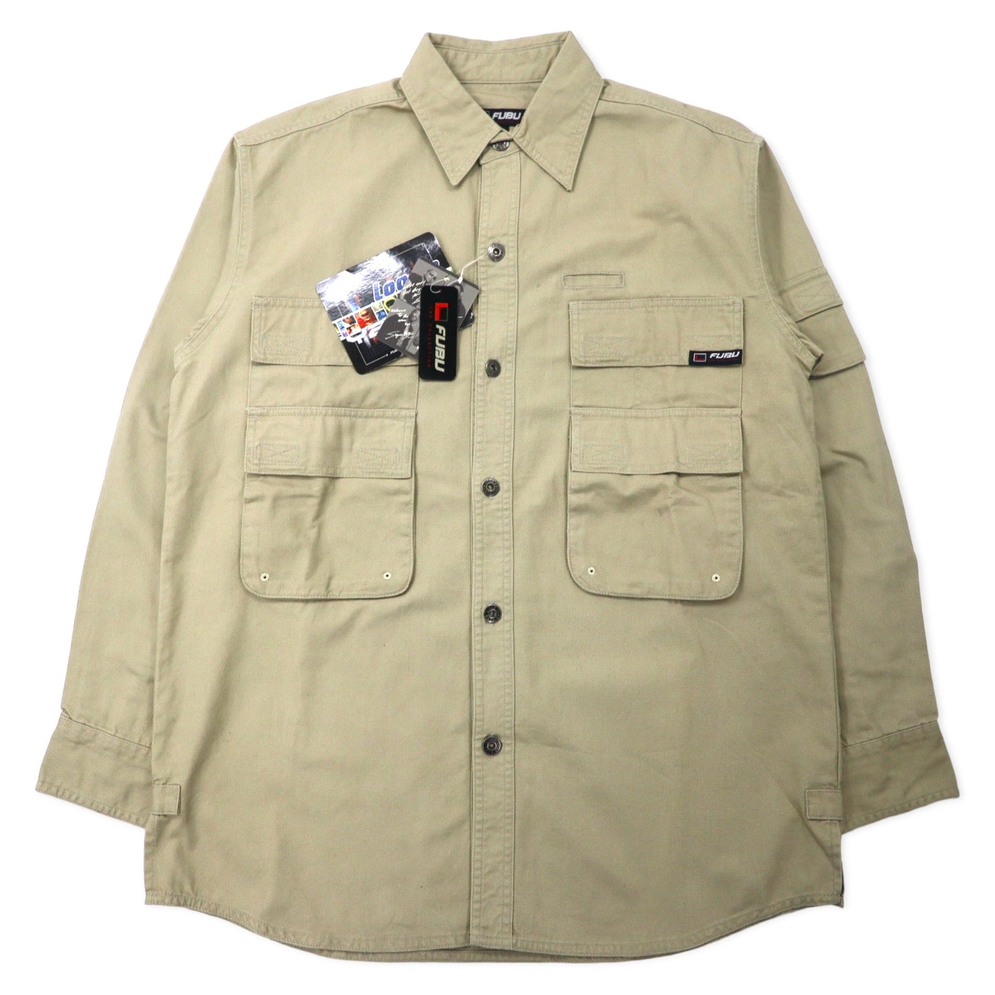 日本然リトテ-古着オンライン-FUBU 00年代 ユーティリティ ワークシャツ M ベージュ コットン ビッグサイズ 未使用品-FUBU 00s Utility Workshirt M Bag Cotton Big Size UNUSED