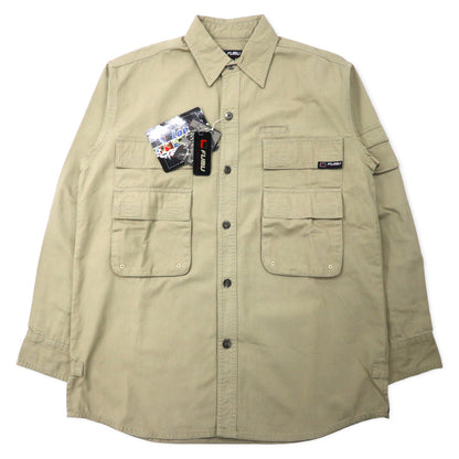日本然リトテ-古着オンライン-FUBU 00年代 ユーティリティ ワークシャツ M ベージュ コットン ビッグサイズ 未使用品-FUBU 00s Utility Workshirt M Bag Cotton Big Size UNUSED