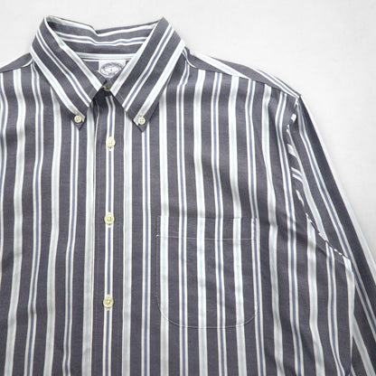 Brooks Brothers REGENT ボタンダウンシャツ L グレー ストライプ ノンアイロン コットン