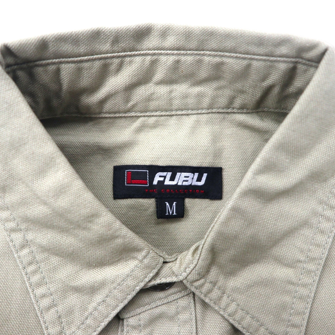 FUBU 00's Utility Work Shirt M Beige Cotton Big Size Unused Item