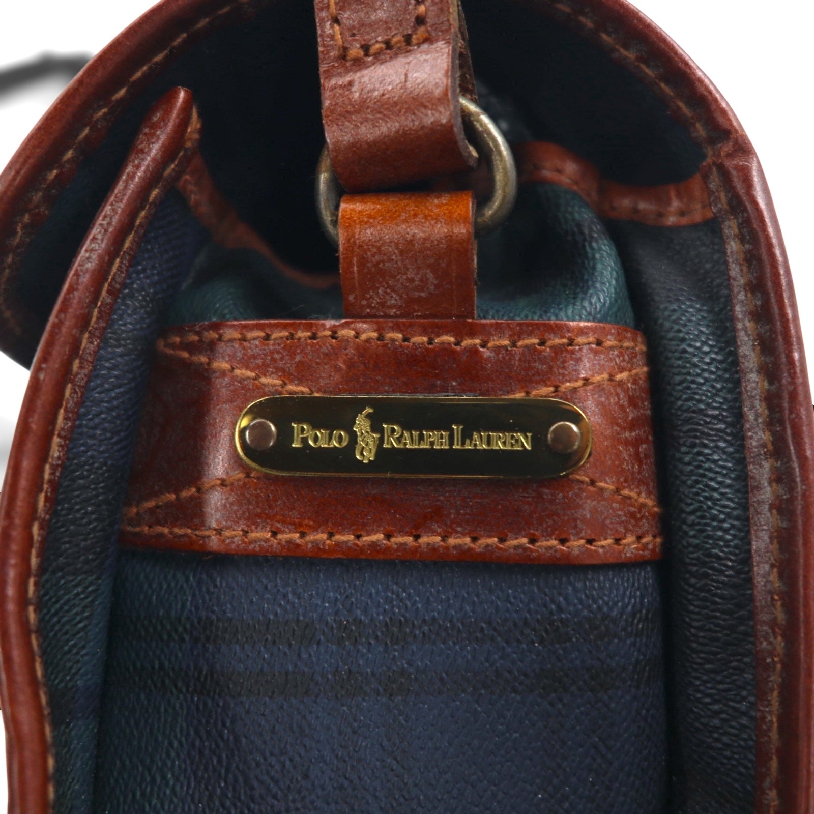 Polo Ralph Lauren ブラックウォッチ ショルダーバッグ グリーン PVC レザー チェック