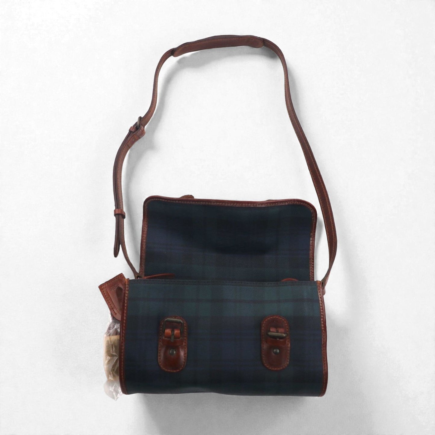 Polo Ralph Lauren ブラックウォッチ ショルダーバッグ グリーン PVC レザー チェック