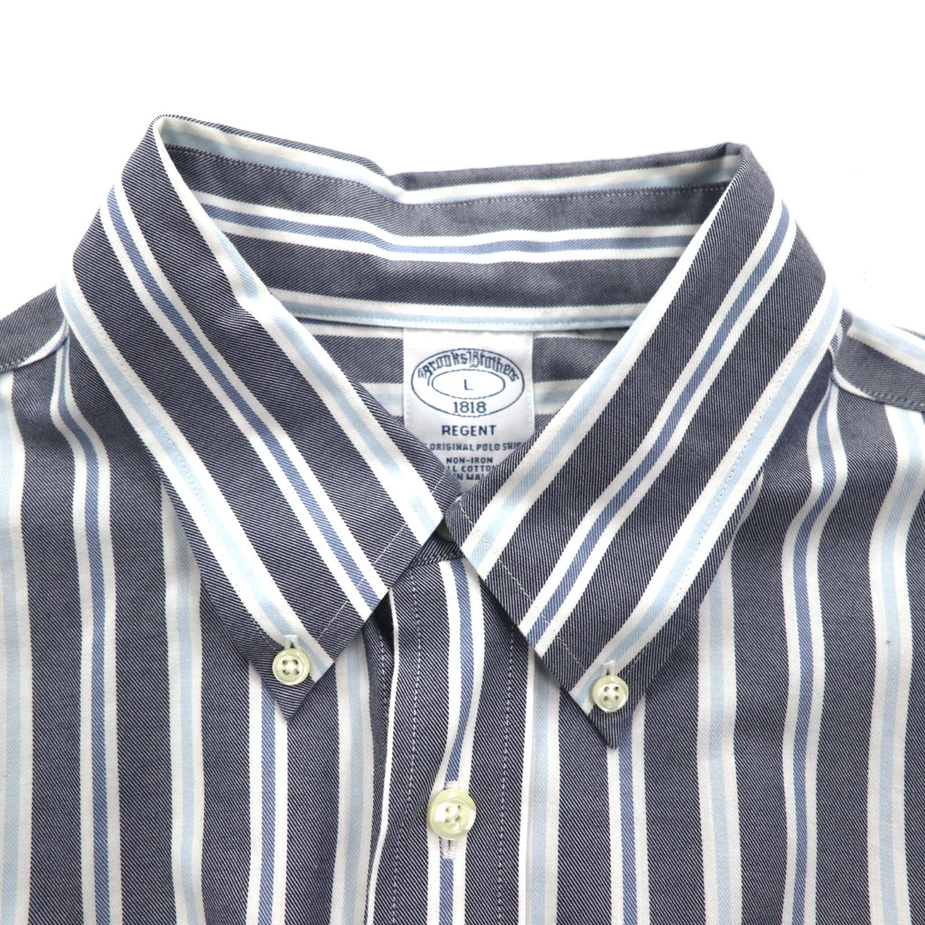 Brooks Brothers REGENT ボタンダウンシャツ L グレー ストライプ ノンアイロン コットン