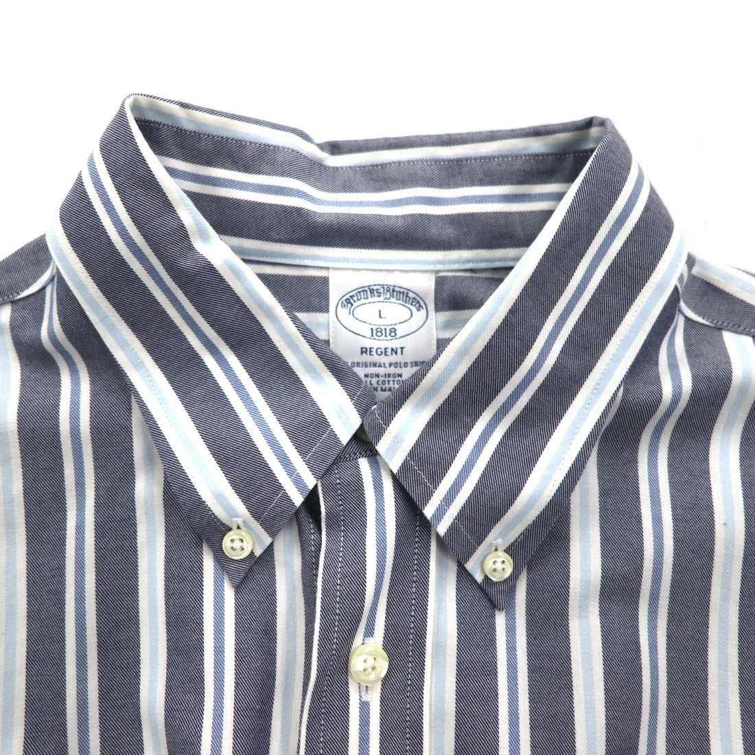 Brooks Brothers REGENT Button-Down Shirt, Size L, Gray, Striped, Non-Iron, Cotton