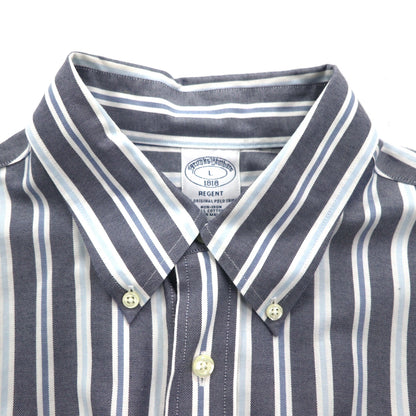 Brooks Brothers REGENT ボタンダウンシャツ L グレー ストライプ ノンアイロン コットン