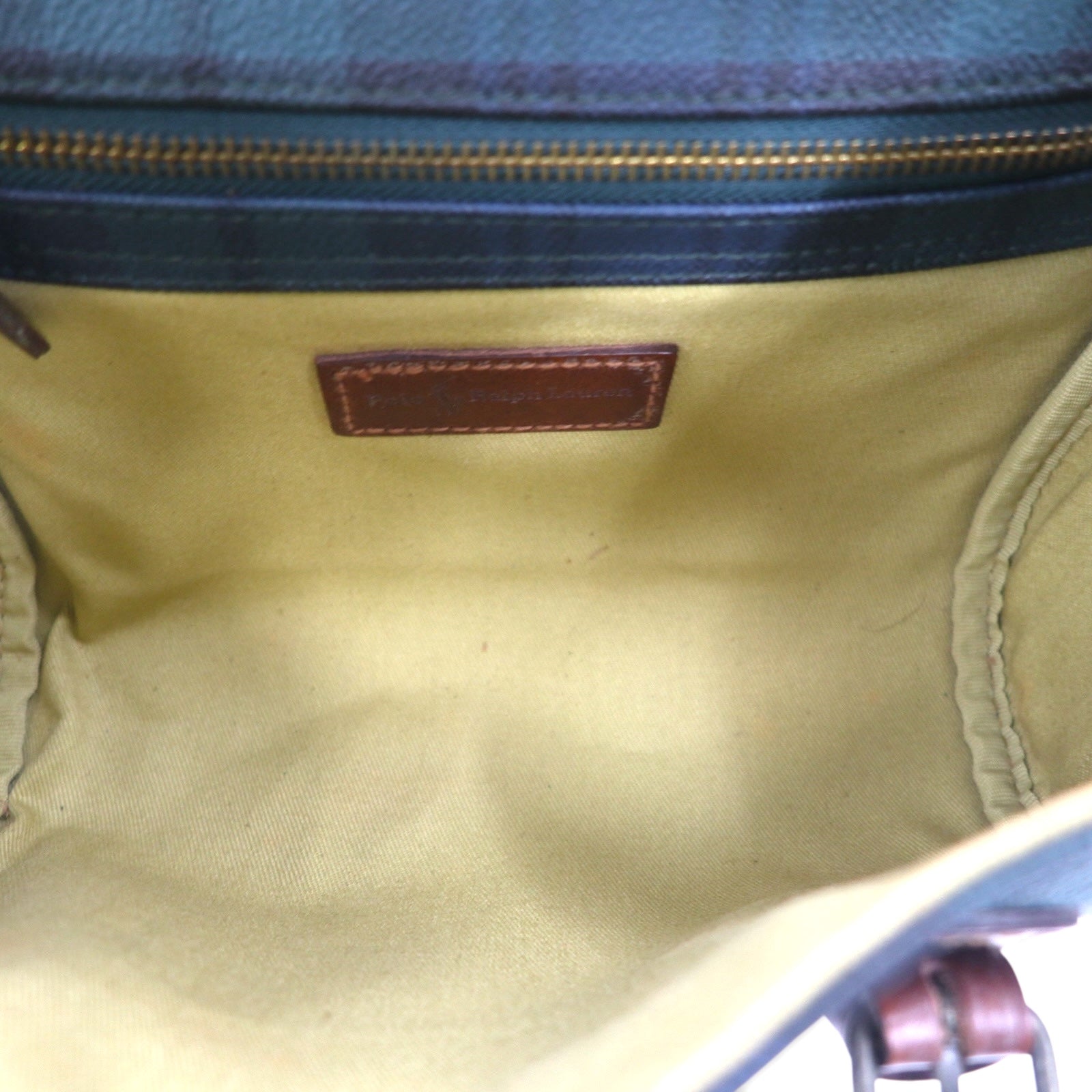 Polo Ralph Lauren ブラックウォッチ ショルダーバッグ グリーン PVC レザー チェック