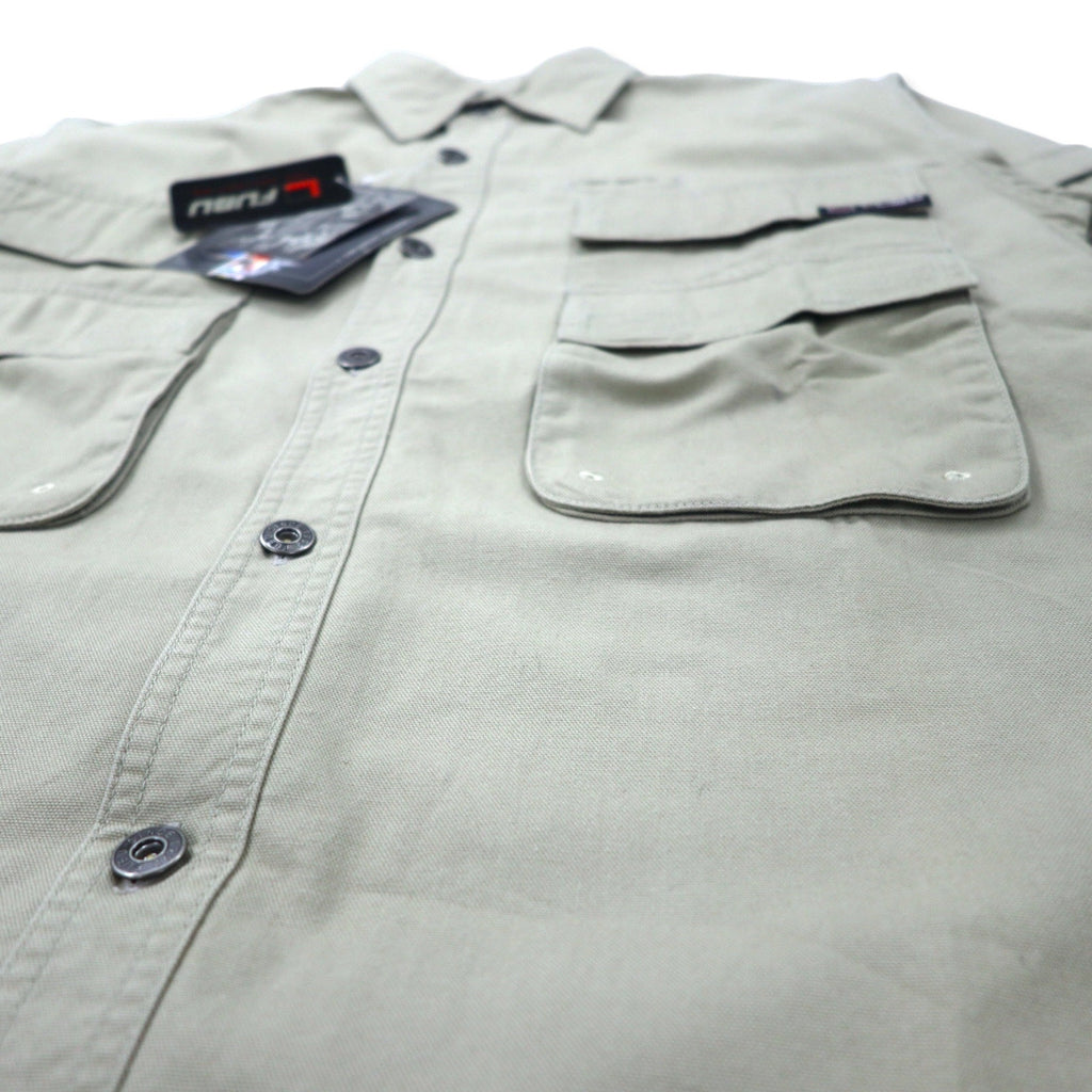 FUBU 00's Utility Work Shirt M Beige Cotton Big Size Unused Item