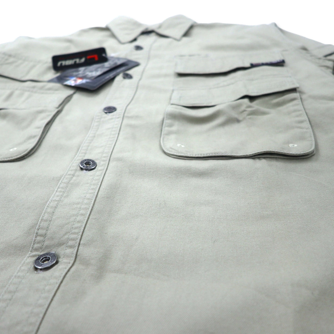 FUBU 00's Utility Work Shirt M Beige Cotton Big Size Unused Item