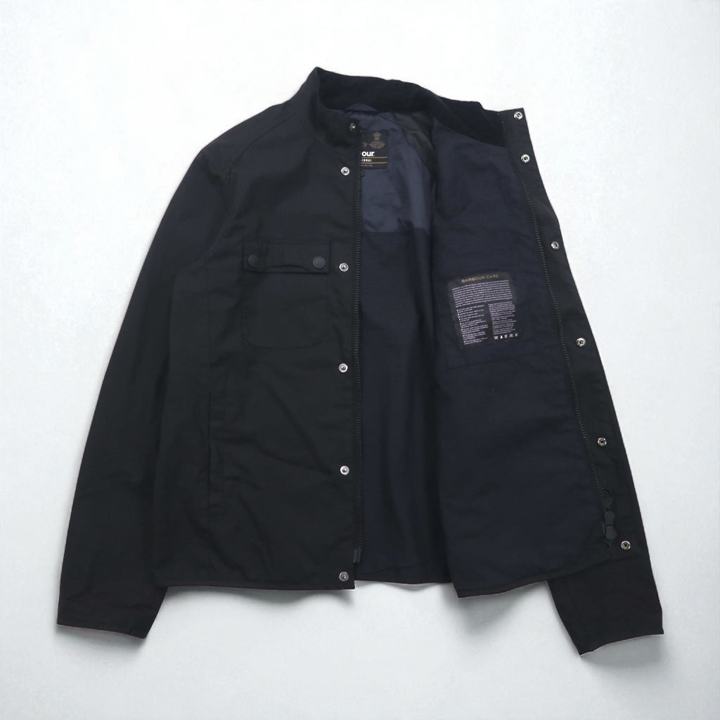 BARBOUR INTERNATIONAL LOCK WAX JACKET, Oiled Motorcycle Jacket, Size M, Black, Double Zip, MWX1176BK71