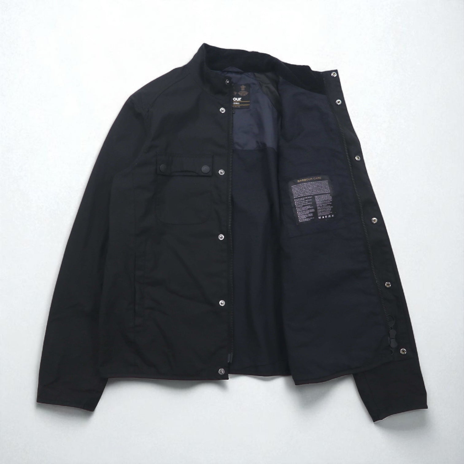 BARBOUR INTERNATIONAL LOCK WAX JACKET, Oiled Motorcycle Jacket, Size M, Black, Double Zip, MWX1176BK71