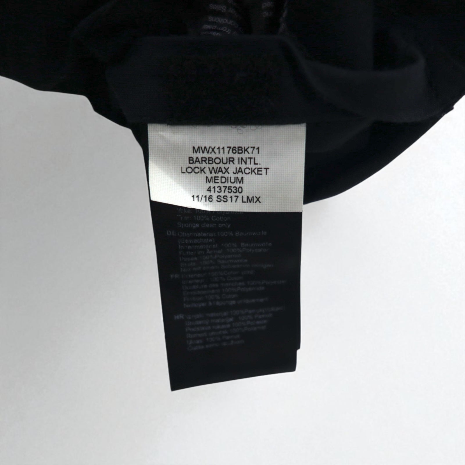 BARBOUR INTERNATIONAL LOCK WAX JACKET, Oiled Motorcycle Jacket, Size M, Black, Double Zip, MWX1176BK71