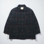 Woolrich 90年代 USA製 メルトンカバーオール ウールジャケット L ブラックウォッチ グリーン チェック 中綿 キルティングライナー
