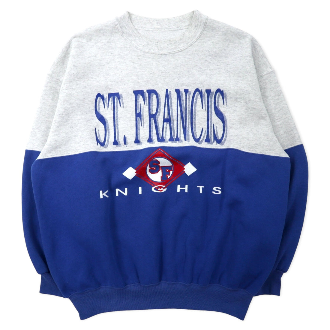 日本然リトテ-古着オンライン-Dodger USA製 90年代 カレッジ プリント スウェット L グレー ブルー コットン ST. FRANCIS-DODGER USA MADE 90's College Print Sweatshirt L Gray Blue Cotton ST. Francis