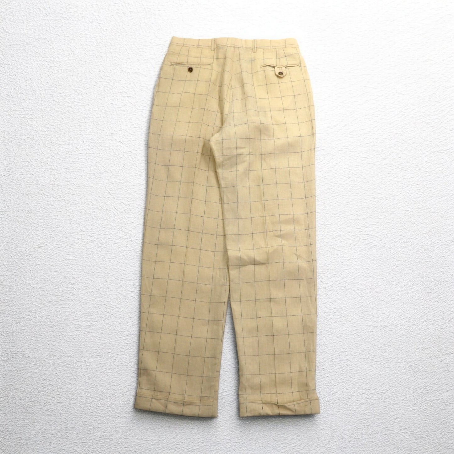 TOMMY HILFIGER 90年代 ウィンドペンチェック 2タック ワイド スラックスパンツ L クリーム リネン コットン